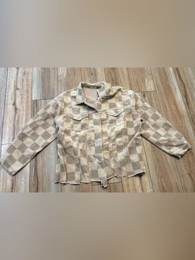 Beige Plaid Corduroy Shacket